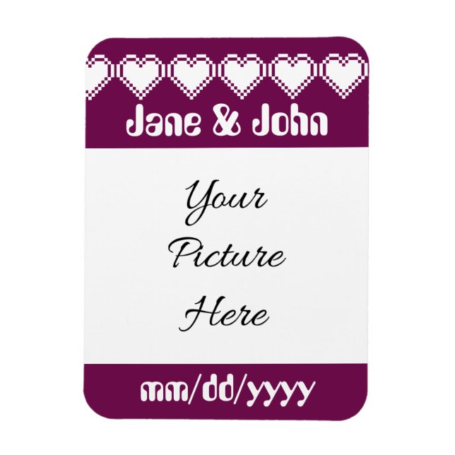 Our 8-Bit Hearts in Wine Save-the-Date Magnet (Vertical)