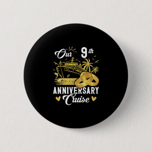Our 9th Anniversary Golden Cruise Vacation Couple 6 Cm Round Badge