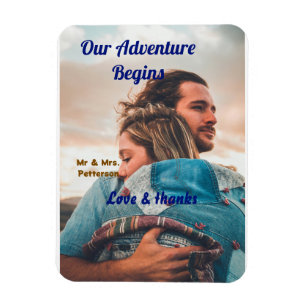 Our adventure begins add couple photo love &thanks magnet