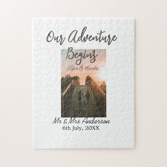 Our Adventure begins couple photo love & thanks  Jigsaw Puzzle (Vertical)