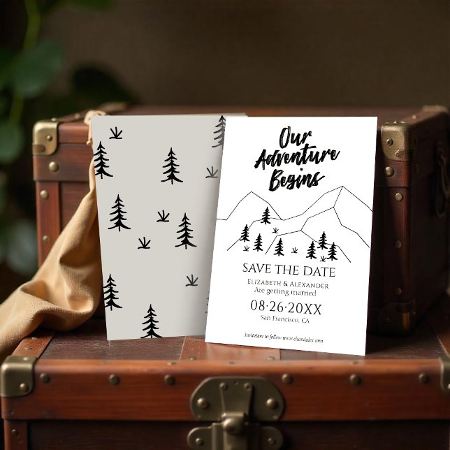 Our Adventure Begins Forest Wedding Save The Date Invitation (Creator Uploaded)
