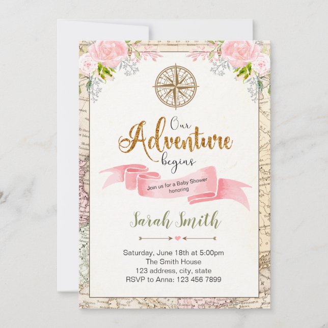 Our Adventure Begins invitation (Front)