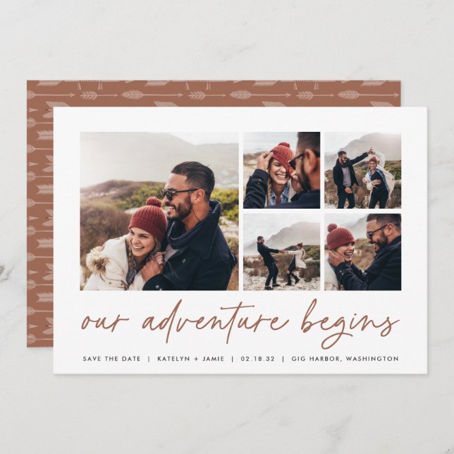 Our Adventure Begins | Multi Photo Save The Date (Front/Back)
