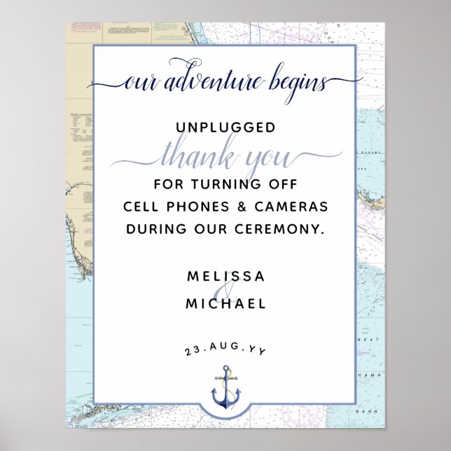 Our Adventure Begins | #Nautical #Florida #Wedding Poster (Front)