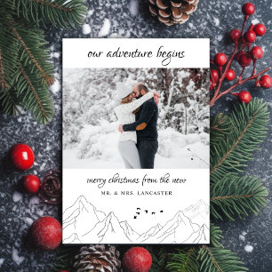 Our Adventure Begins Newlywed Photo Christmas Holiday Card