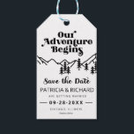Our Adventure Begins Outdoor Wedding Save The Date Gift Tags<br><div class="desc">Our Adventure Begins Outdoor Wedding Save The Date Gift Tags</div>
