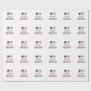 our adventure begins photo circular wedding couple wrapping paper