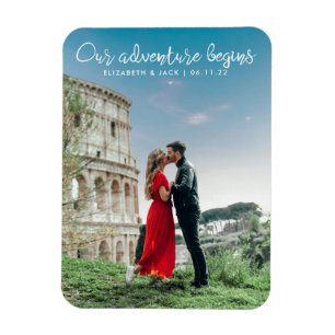 Our Adventure Begins Photo Save the Date Magnet