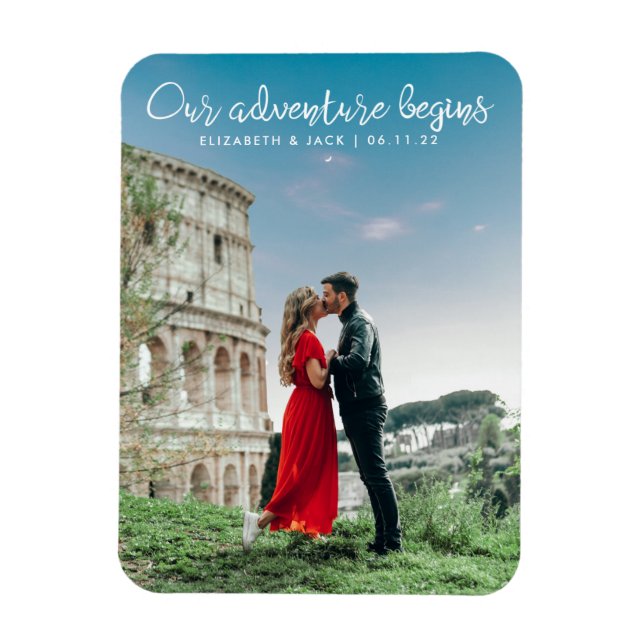 Our Adventure Begins Photo Save the Date Magnet (Vertical)