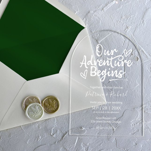 Our Adventure Begins Rustic Chic Wedding Acrylic Invitations (Creator Uploaded)