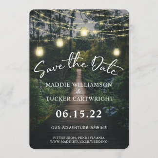 Our Adventure Begins | Rustic Forest Save the Date Invitation