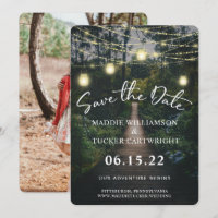 Our Adventure Begins | Rustic Forest Save the Date