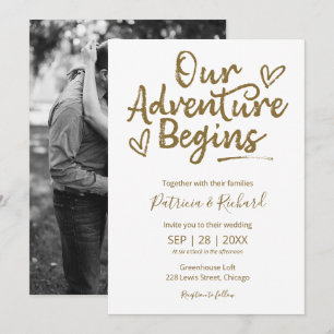 Our Adventure Begins Rustic Wedding Invitation