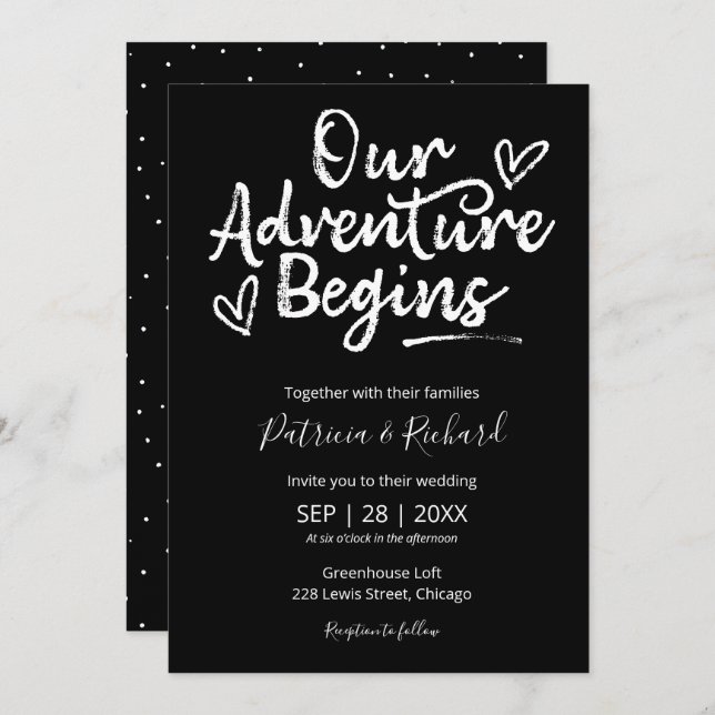 Our Adventure Begins Rustic Wedding Invitation (Front/Back)