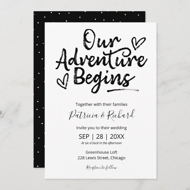 Our Adventure Begins Rustic Wedding Invitation (Front/Back)