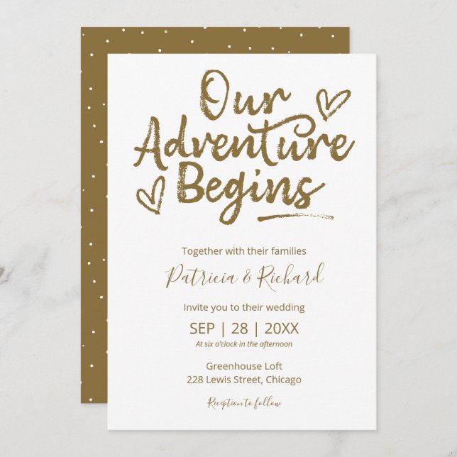 Our Adventure Begins Rustic Wedding Invitation (Front/Back)