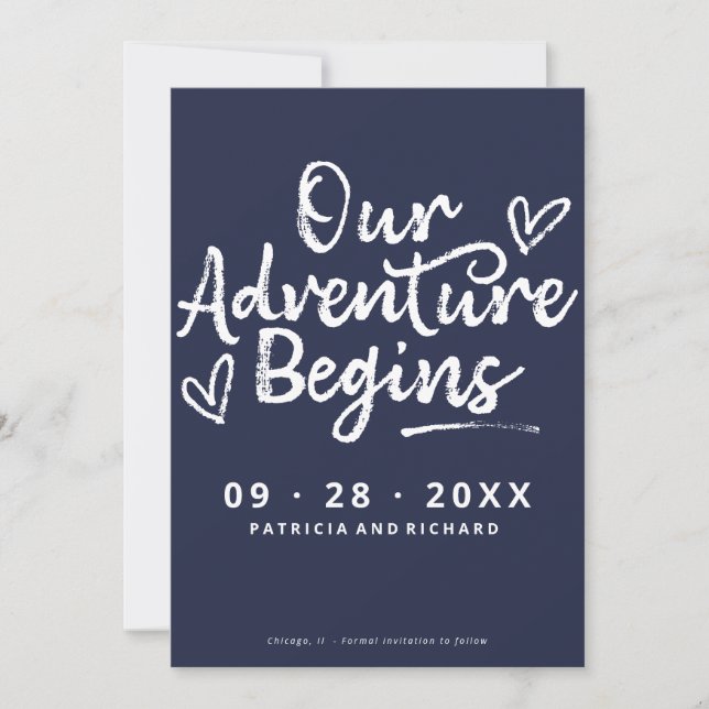 Our Adventure Begins Save The  Date Non Photo Invitation (Front)