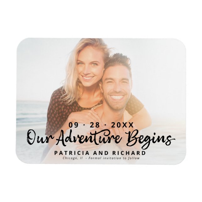 Our Adventure Begins Save The Date Photo Magnet (Horizontal)