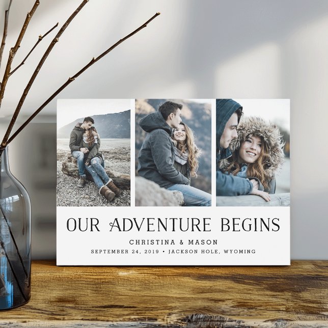 Our Adventure Begins | Three Photo Wedding Save The Date (Creator Uploaded)