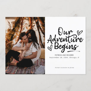 Our Adventure Begins Wedding Save The Date Photo Invitation