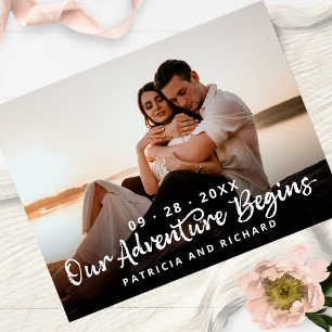 Our Adventure Begins Wedding Save The Date Photo Postcard