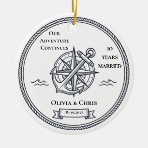 Our Adventure Continues 10 Years Marriage Ceramic Tree Decoration