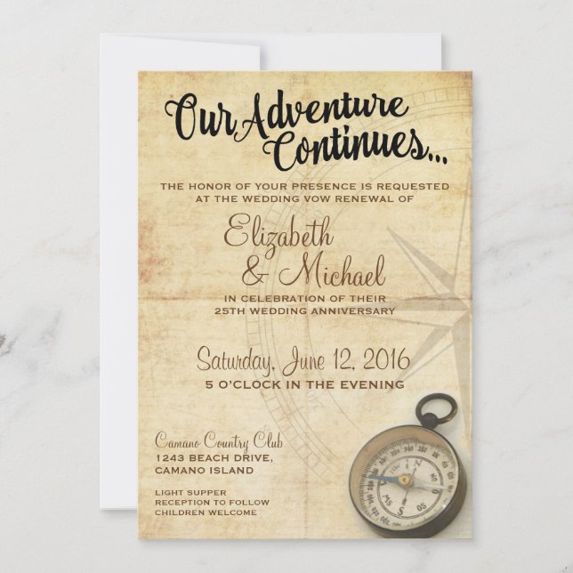 Our Adventure Continues Anniversary Invitation (Front)