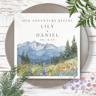 Our Adventure Mountain Wildflower Wedding Napkin