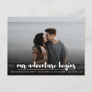 Our Adventure Save the Date modern chic Photo Announcement Postcard