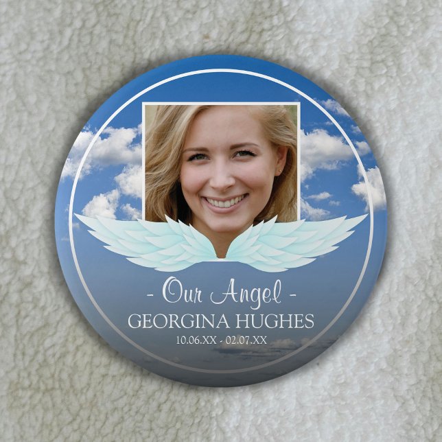 Our Angel Custom Photo Funeral 7.5 Cm Round Badge (Creator Uploaded)