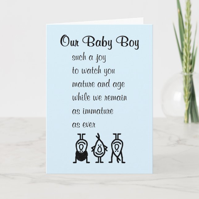 Our Baby Boy A Funny Birthday Poem For Our Son Card (Front)