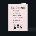 Our Baby Girl Funny Birthday Poem For Our Daughter Card<br><div class="desc">A funny happy birthday card for our daughter,  featuring a bad poem and illustration,  about how our daughter is getting older (no longer a child) but we are still pretty silly. "Our Baby Girl" is flanked by her parents who are standing on their heads.</div>