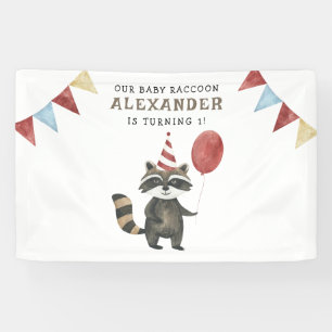 Our Baby Racoon 1st Birthday Banner