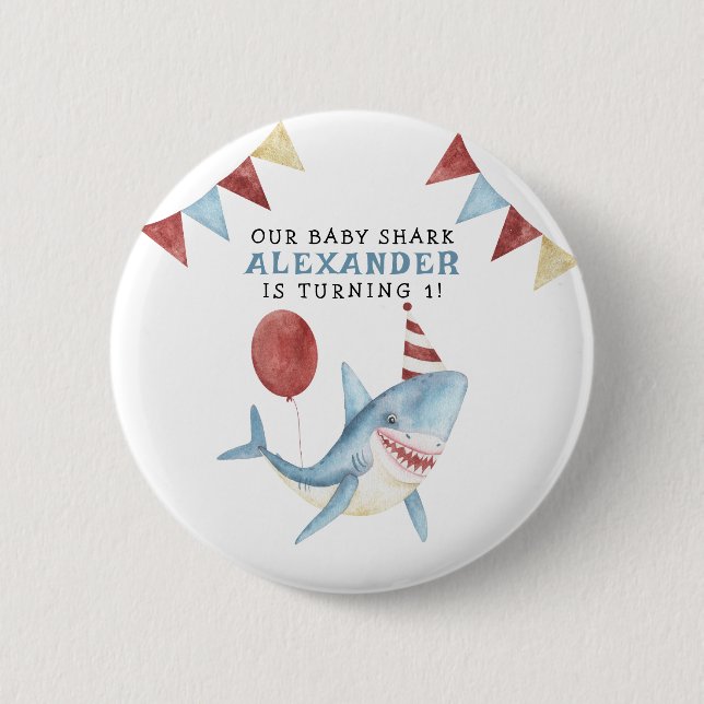 Our Baby Shark 1st Birthday Under The Sea 6 Cm Round Badge (Front)