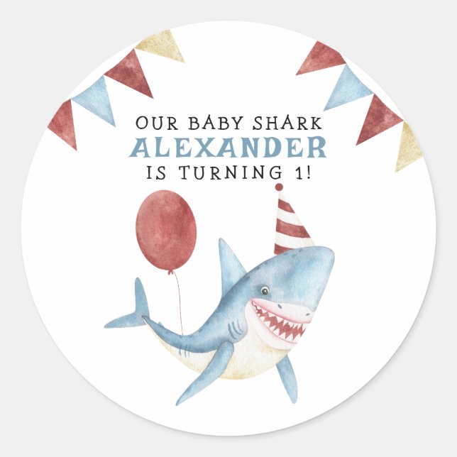 Our Baby Shark 1st Birthday Under The Sea Classic Round Sticker (Front)