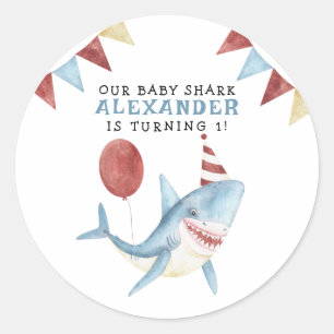 Our Baby Shark 1st Birthday Under The Sea Classic Round Sticker