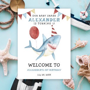 Our Baby Shark 1st Birthday Under the sea Poster