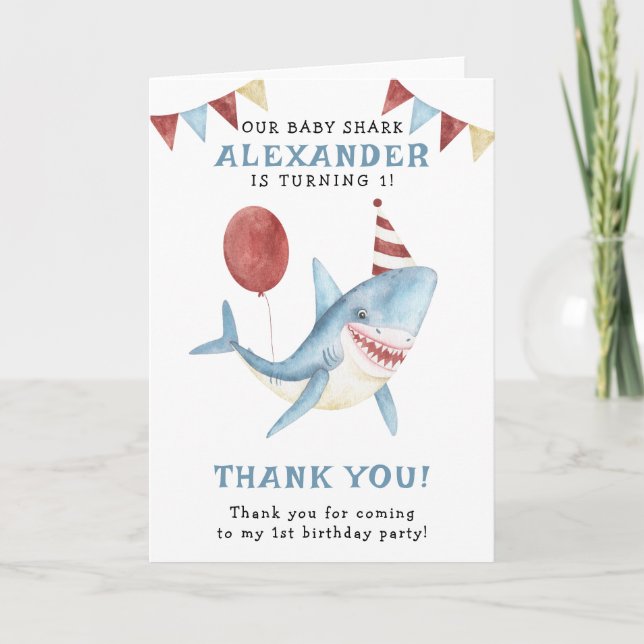 Our Baby Shark 1st Birthday Under The Sea Thank You Card (Front)