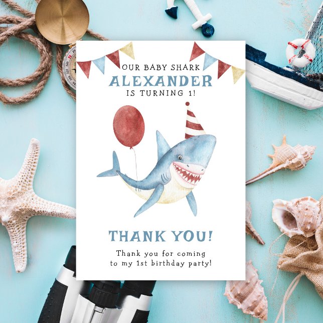 Our Baby Shark 1st Birthday Under The Sea Thank You Card (Creator Uploaded)