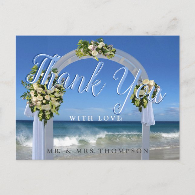 Our Beach Wedding Thank You Postcard (Front)