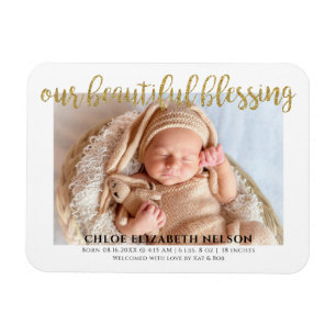 Our Beautiful Blessing Elegant Gold Glitter Baby Magnet