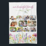 Our Beautiful Family Pretty Wildflower 11 Photo Tea Towel<br><div class="desc">Pretty wildflower kitchen towel personalised with 11 of your favourite photos and custom title, such as "our beautiful family". Your photos are displayed in rounded rectangle shapes and, if you have any problems with placement, try cropping your picture to a horizontal landscape shape and re-uploading. The design features delicate watercolor...</div>