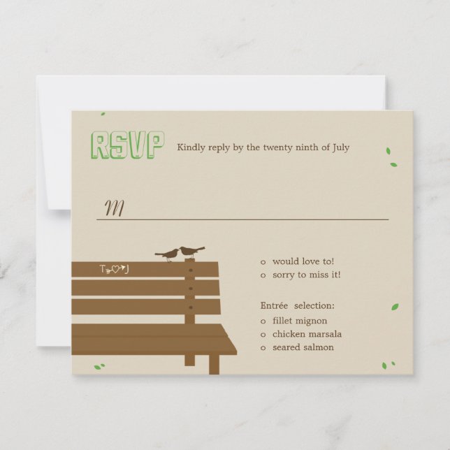 Our Bench Wedding RSVP /Response Cards (Front)