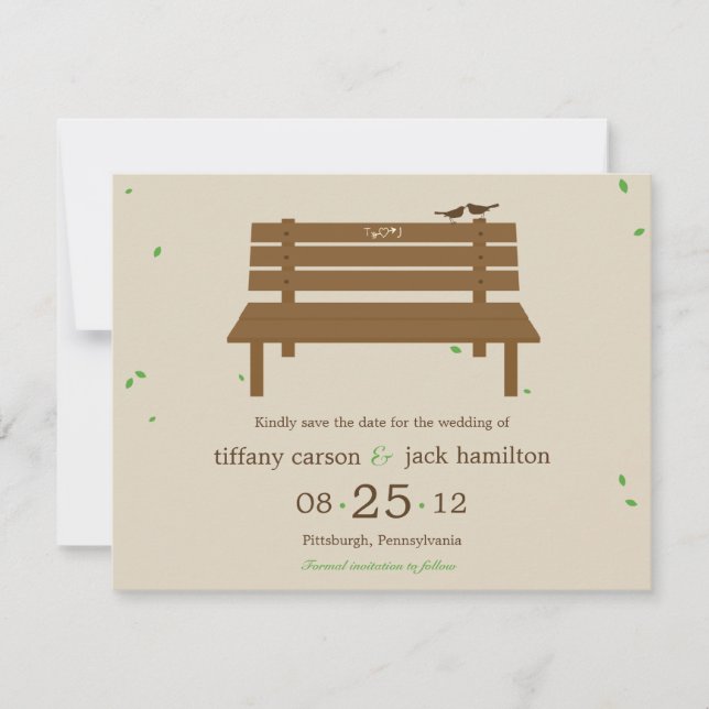Our Bench Wedding Save The Date Announcement (Front)