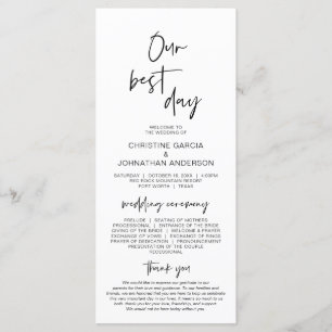 Our Best Day, Modern Minimalist Wedding Program Programme