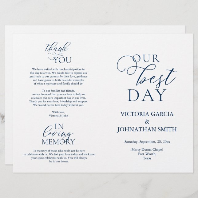 Our Best Day, Wedding Ceremony Foldable Programs (Front/Back)
