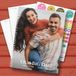 Our Big Day Photo Wedding Planner<br><div class="desc">Wedding planner with your favourite photo on the front and back and personalised with your details in chic lettering. Planner includes monthly and weekly layouts,  12 months,  60 pages with laminated soft cover front and back covers.</div>