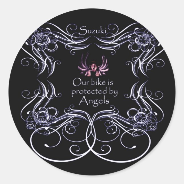 Our Bike is Protected by Angels Classic Round Sticker (Front)
