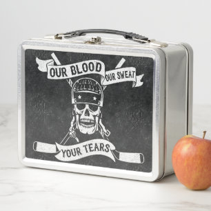 Our Blood Our Sweat Your Tears Hockey Lunch Tin Metal Lunch Box