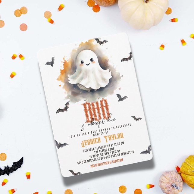 Our Boo Almost Due Ghost Halloween Baby Shower Invitation (Creator Uploaded)